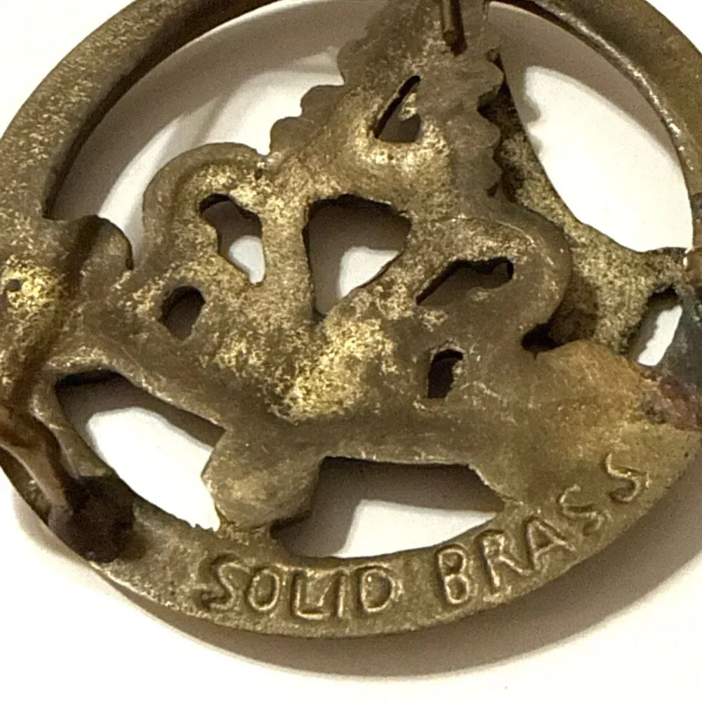 Vintage 1970s Solid Brass Sextant Belt Buckle Nautical Sailing Moving Arm 2 1/4